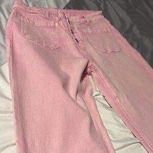 High Rise Pink Jeans with Smooth Denim